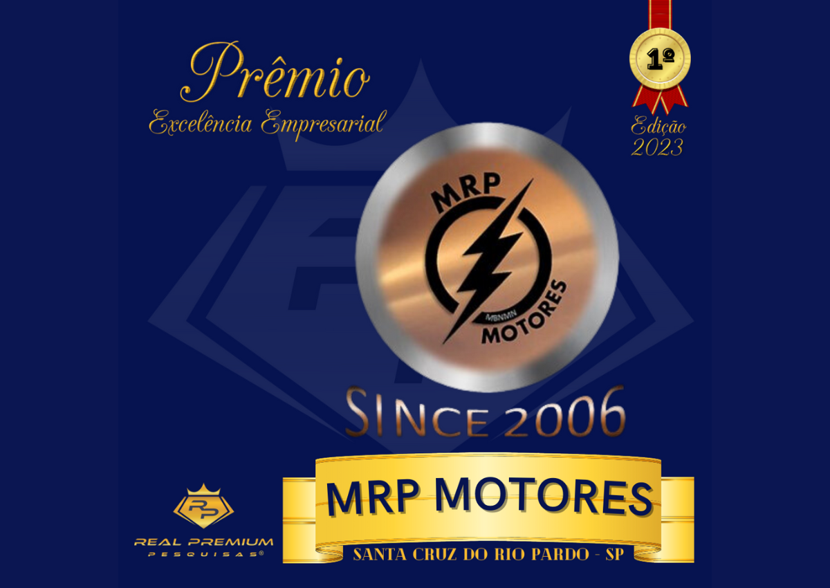 Prêmio Excelência Empresarial 2023 na Categoria Vendas e Manutenção de Motores Elétricos em Santa Cruz do Rio Pardo. MRP Motores
