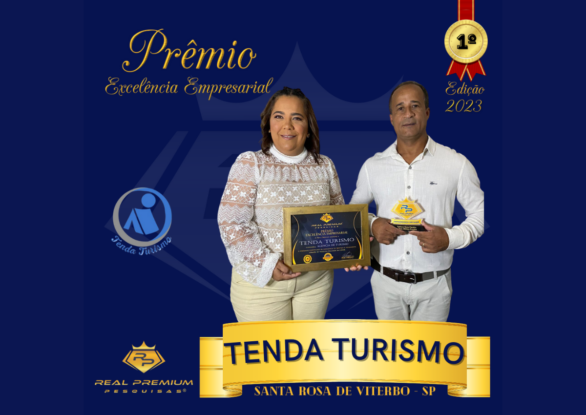 Prêmio Excelência Empresarial 2023 na Categoria Agência de Turismo em Santa Rosa de Viterbo. Tenda Turismo