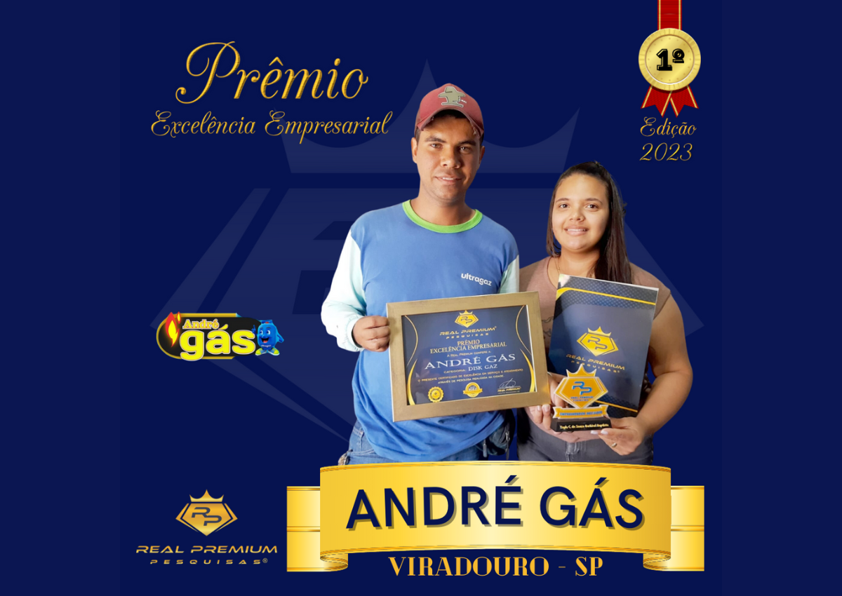 Prêmio Excelência Empresarial 2023 na Categoria Disk Gás em Viradouro. André Gás