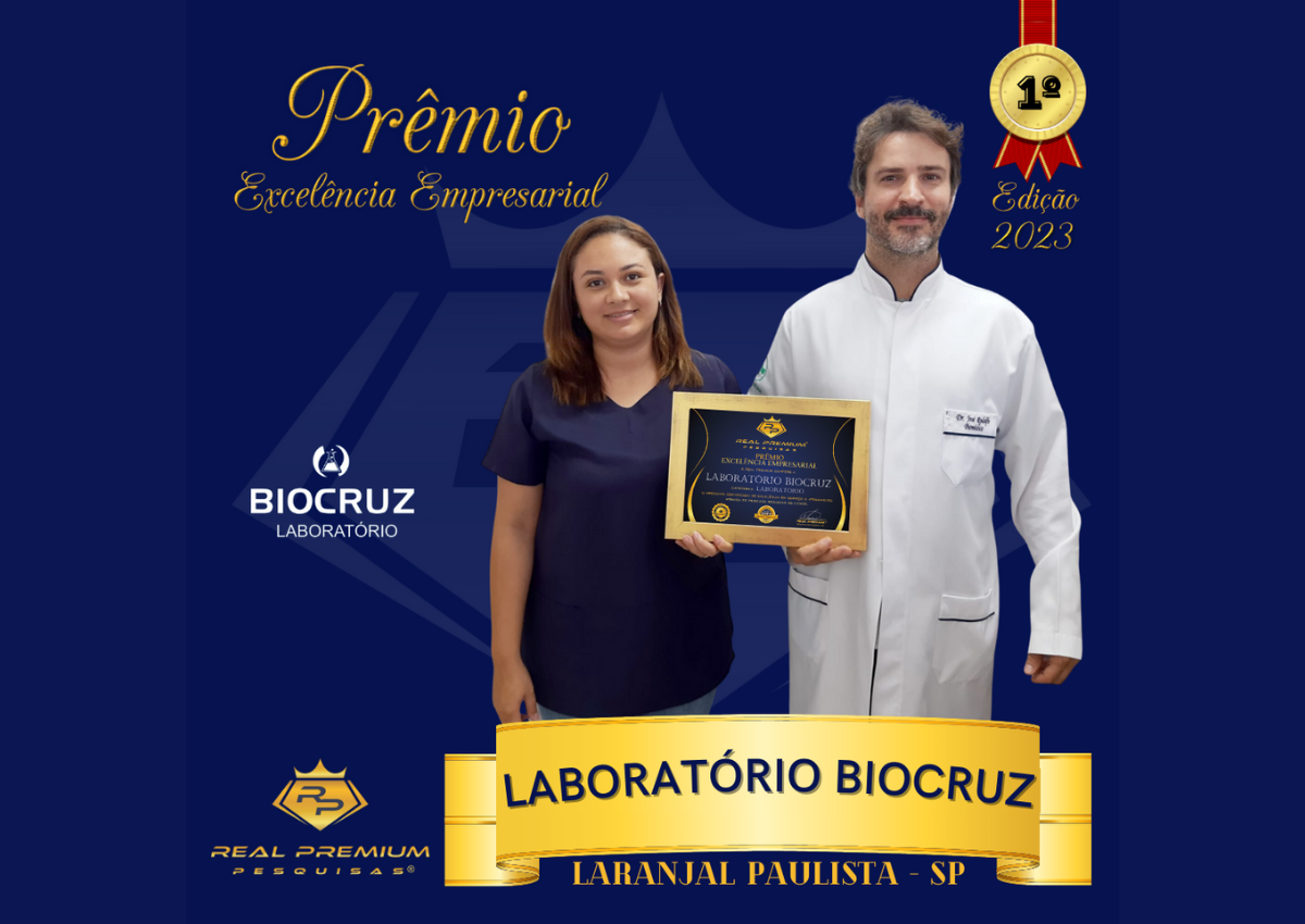 Prêmio Excelência Empresarial 2023 na Categoria Laboratório em Laranjal Paulista. Laboratório Biocruz