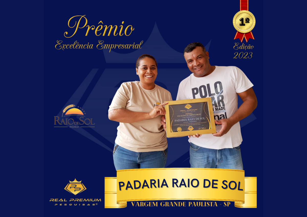 Prêmio Excelência Empresarial 2023 na Categoria Padaria em Vargem Grande Paulista. Padaria Raio de Sol