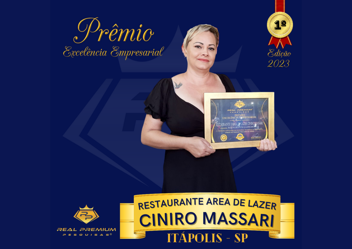 Prêmio Excelência Empresarial 2023 na Categoria Restaurante e Lanchonete em Itápolis. Restaurante e Área de Lazer Ciniro Massari