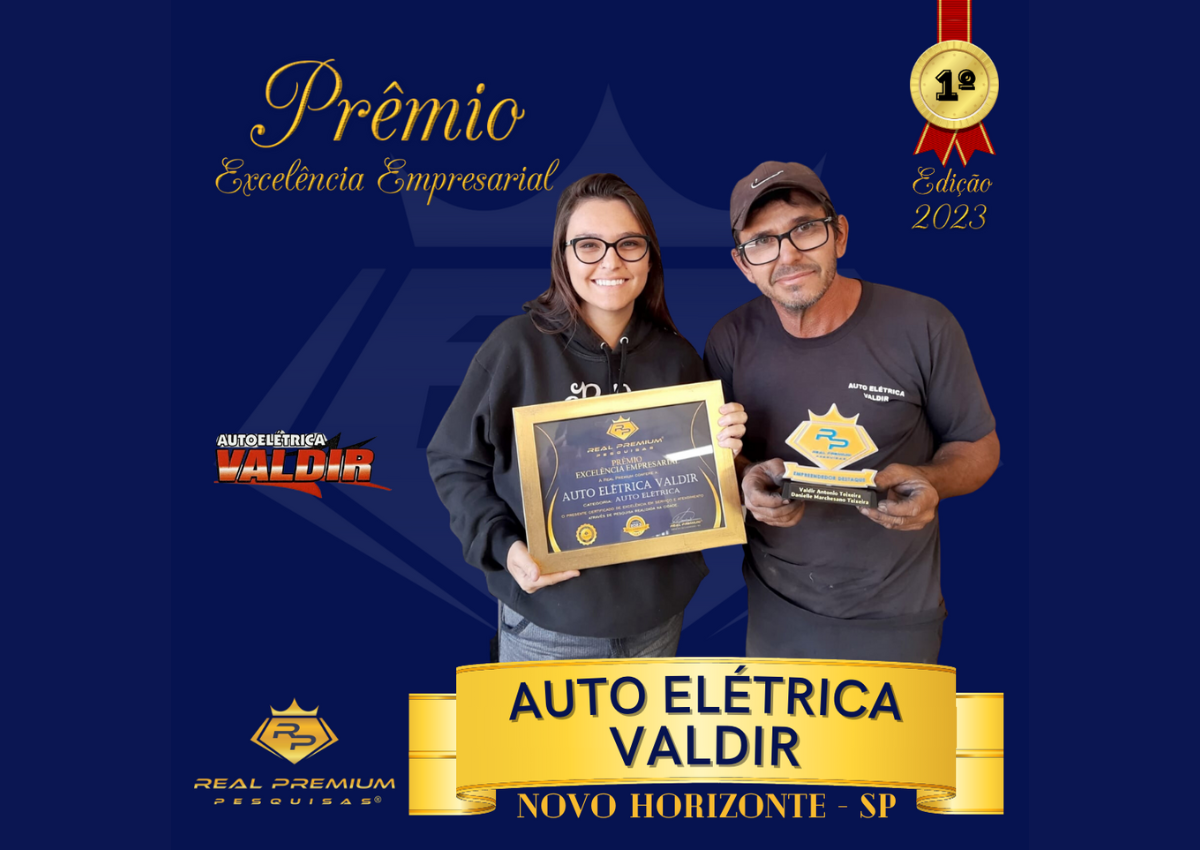Prêmio Excelência Empresarial 2023 na Categoria Auto Elétrica em Novo Horizonte. Auto Elétrica Valdir