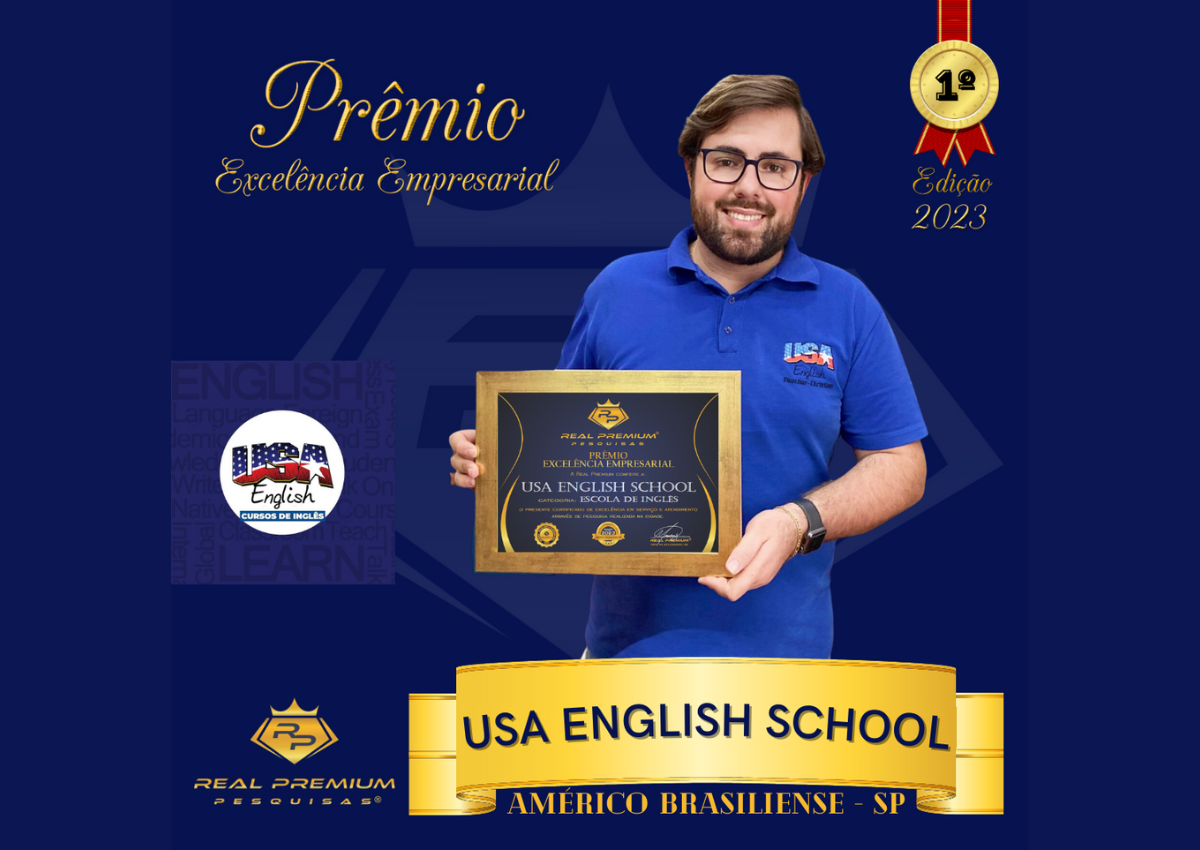Prêmio Excelência Empresarial 2023 na Categoria Escola de Inglês em Américo Brasiliense. USA Englis School